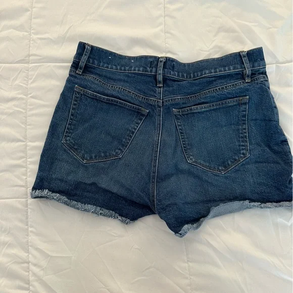 LOFT High Rise Frayed Cut Off Denim Shorts in Staple Mid Indigo Wash Sz 6 (28) - Picture 3 of 7